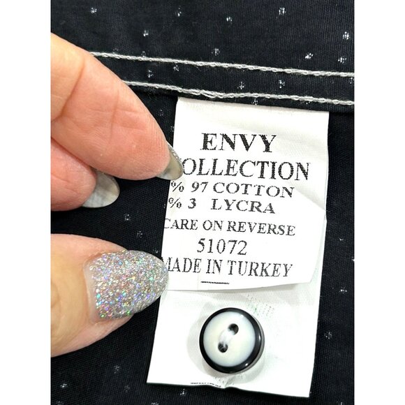 Envy Collection Men’s Button Down Shirt M Black Grey Trim Polka Dot Long Sleeve - Picture 6 of 13
